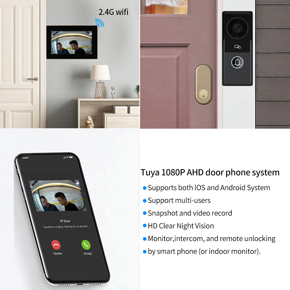 7/10 Inch Video Intercom 1080P - огляд і ціна Smart Doorbell Wired