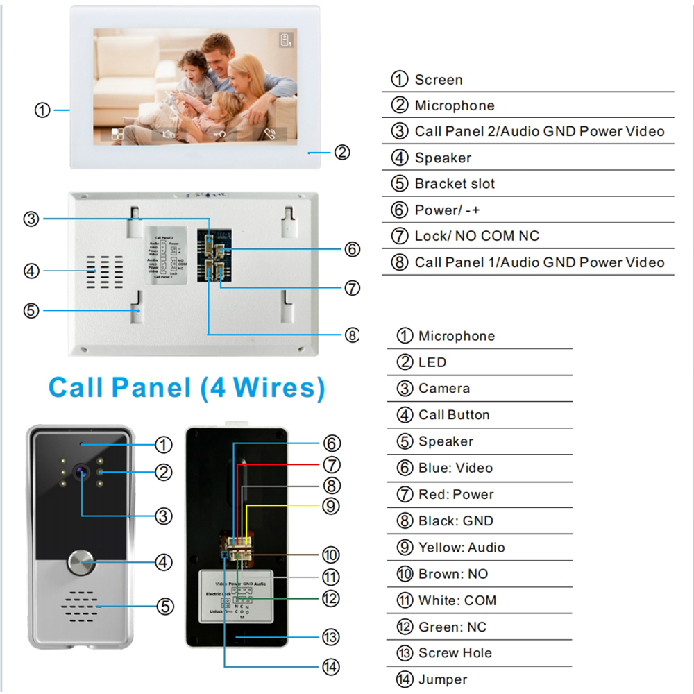 7inch Color Wired Video Interc - огляд і ціна Smart Doorbell Wired